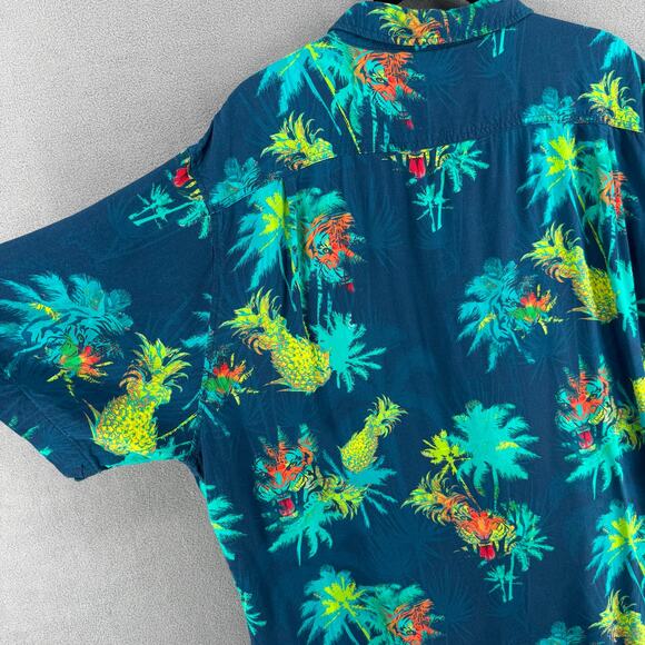 Baja Llama 121 Do One Nighthawk Button Up Hawaiian Shirt Mens XXL Blue Tigers - Picture 5 of 16